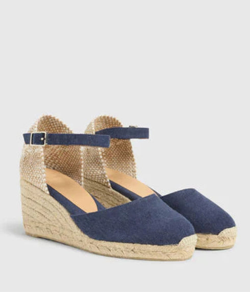 Carol Wedge Espadrille - Blue Oxford